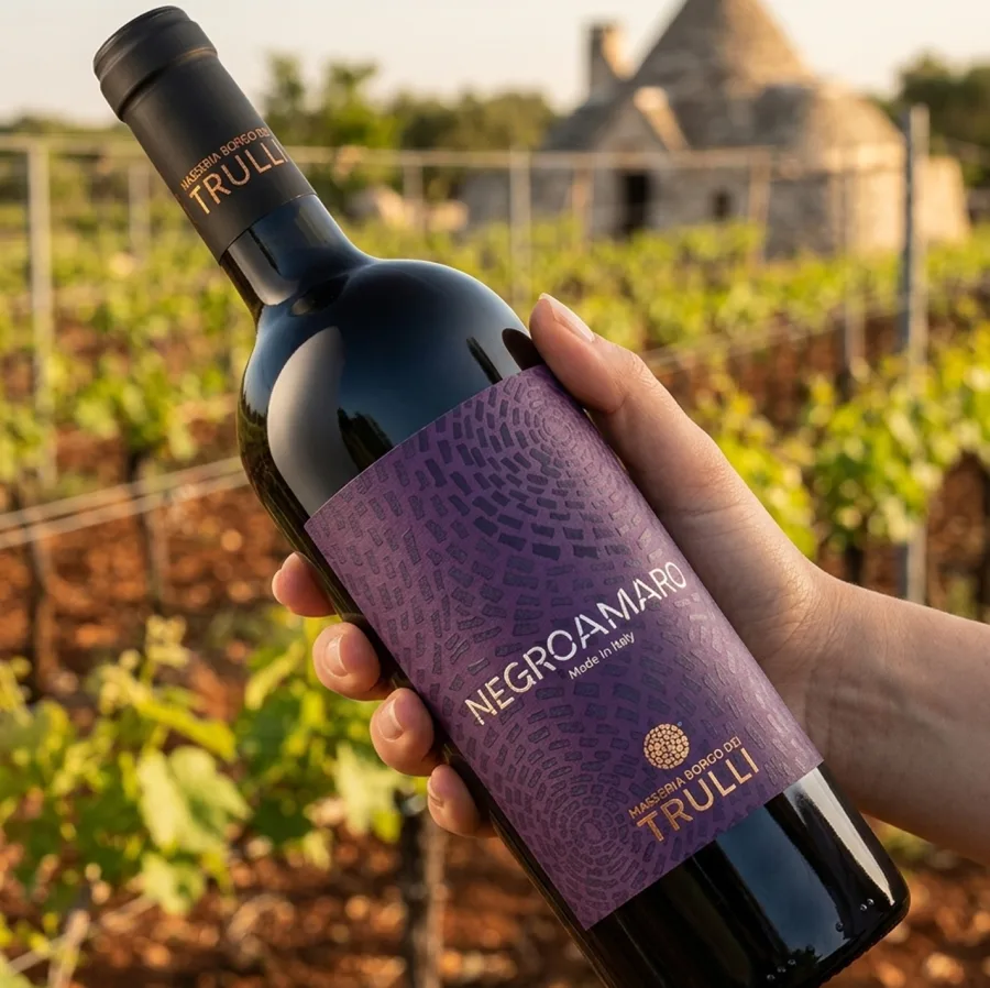 Bicchieri di vino rosso Primitivo e Negroamaro