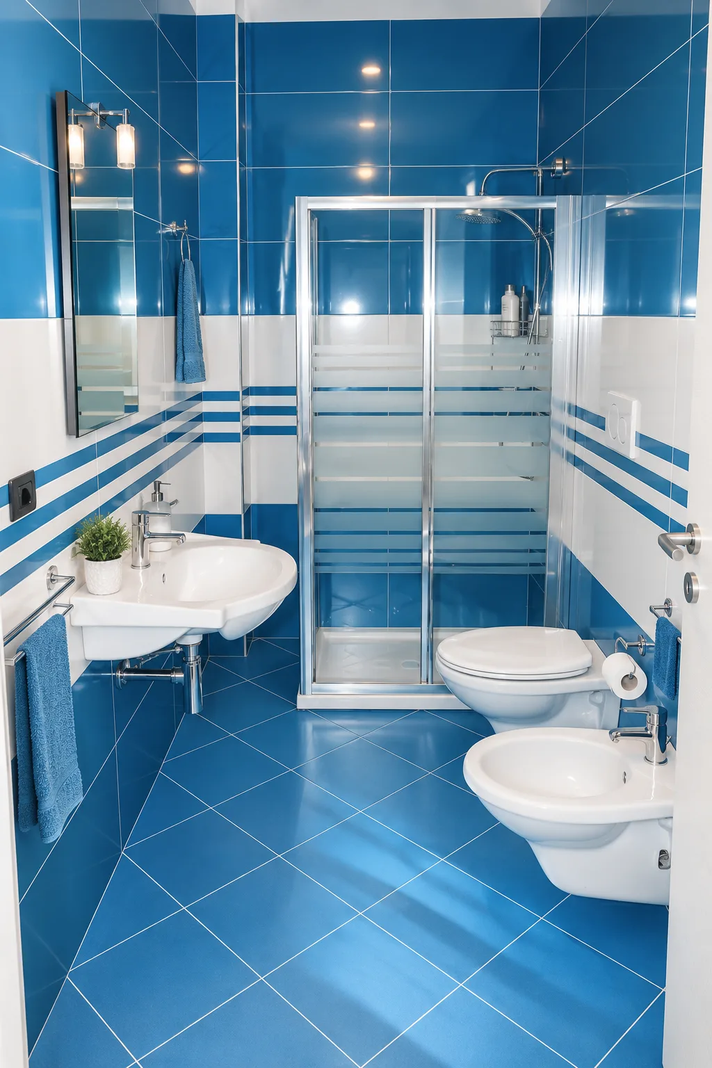 Bagno con box doccia e bidet